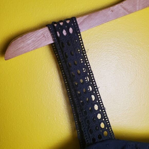 J. Crew Navy Blue Swiss Dot Midi Dress Size 4 Petite - Picture 6 of 13